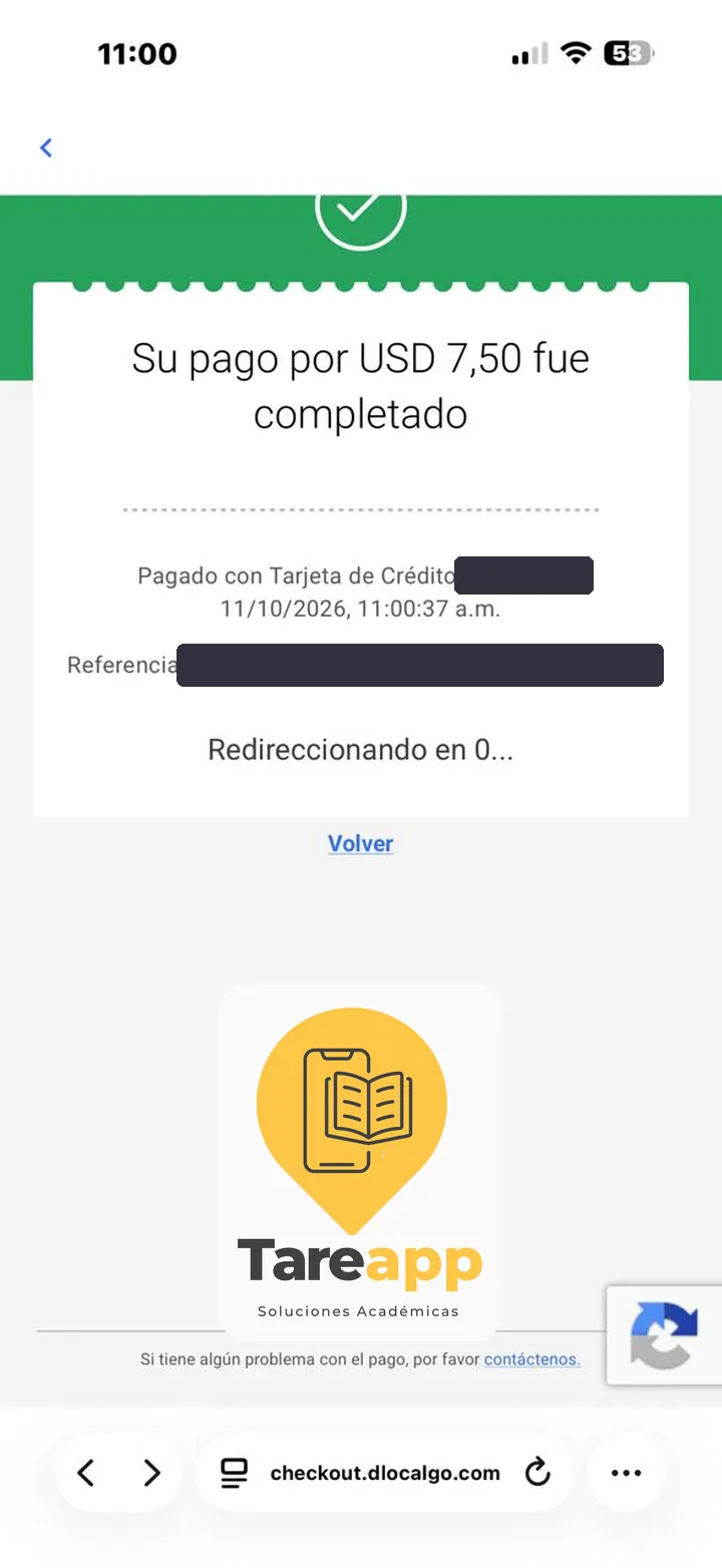Comprobante de pago de un estudiante de Ecuador, 11 de octubre de 2026